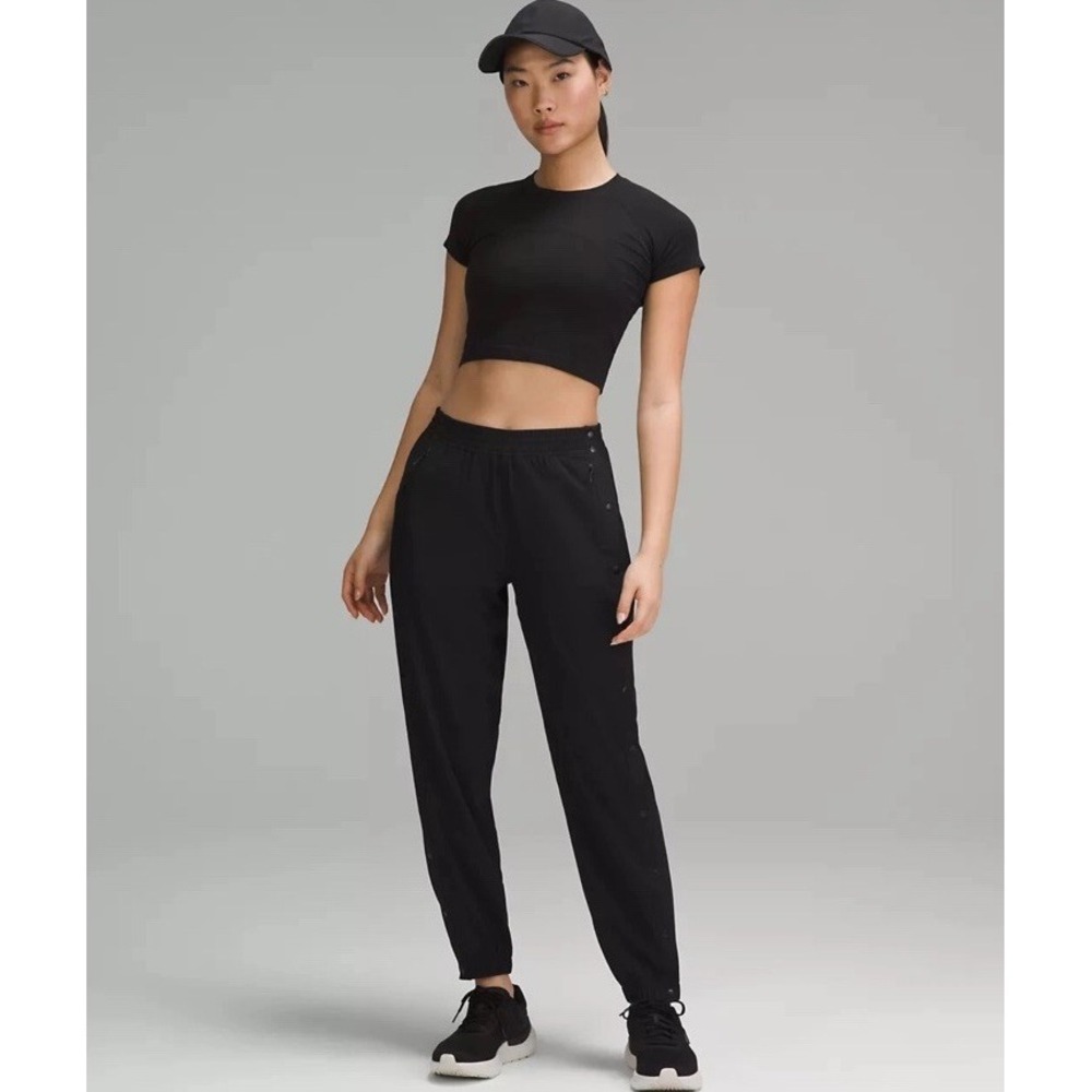Lululemon Tearaway Side Button Snap Jogger Track Pants Black Women's Size 8
